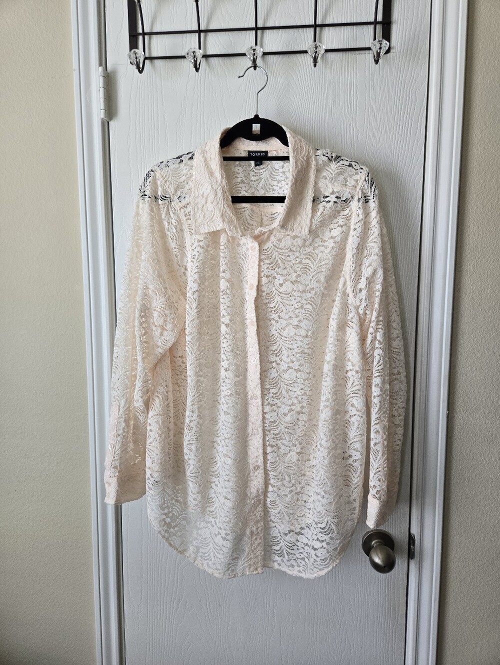 Torrid Lizzie Chenille Lace Button Up Shirt